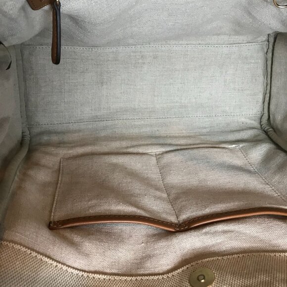 Michael Kors Cream Canvas Shoulder Bag With Leather Trim - Picture 7 of 9